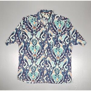 The Territory Ahead Button Up Shirt Mens Large-Tall Blue Aztec Southwestern